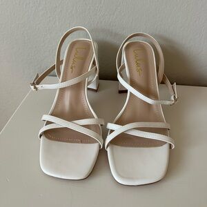 LULU’s White-strapped High Heels 8.5